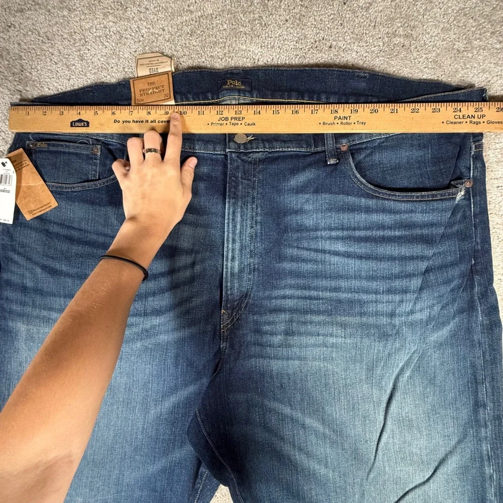 NWT Polo Ralph Lauren Prospect Straight Leg Jeans Mens 50Bx32 Blue Stretch Denim